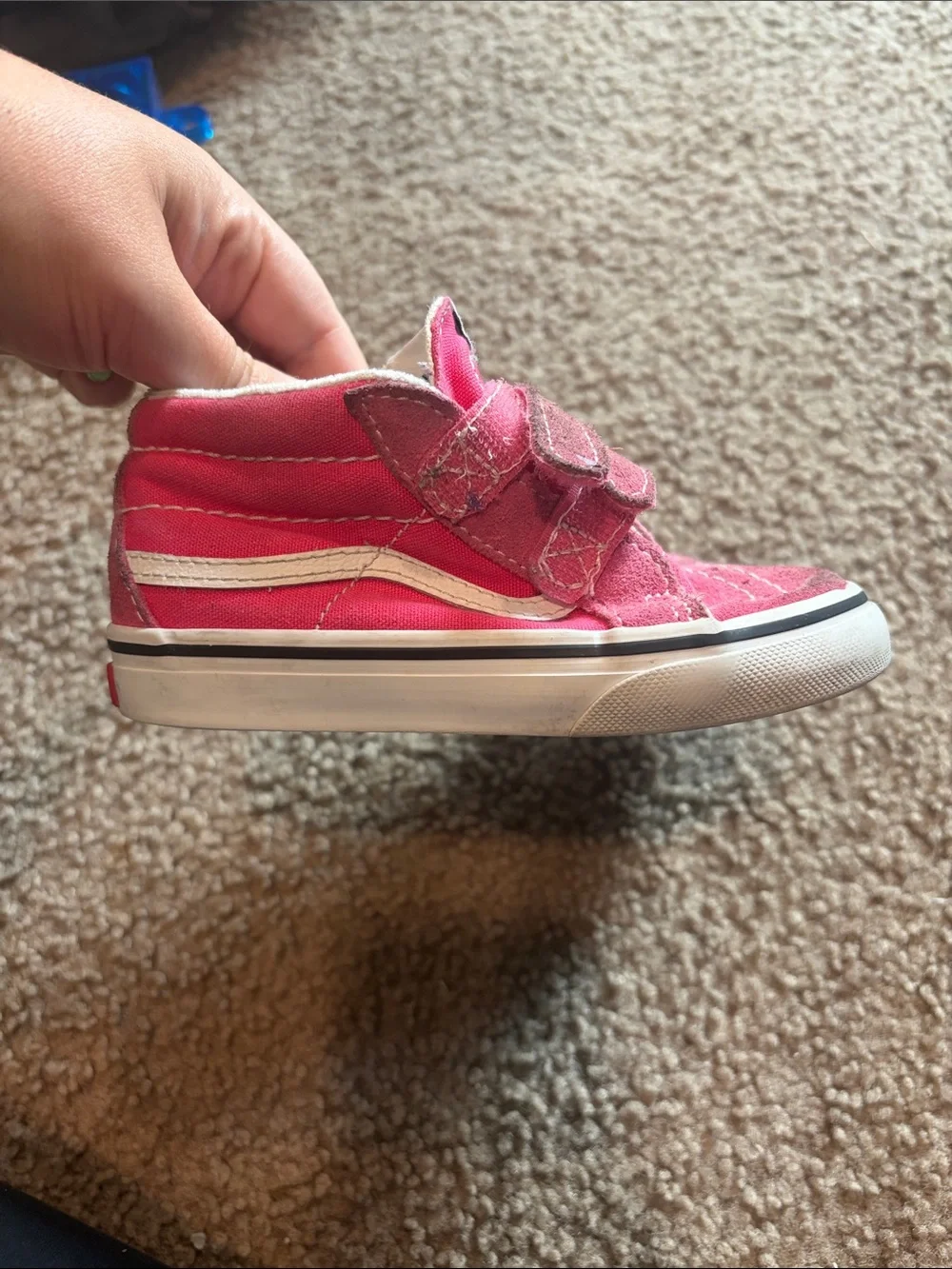 B71 Vans Kids Hot Pink Velcro Skate Sneakers, 9C